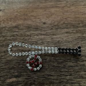 Rhinestone Bat/Baseball Brooch